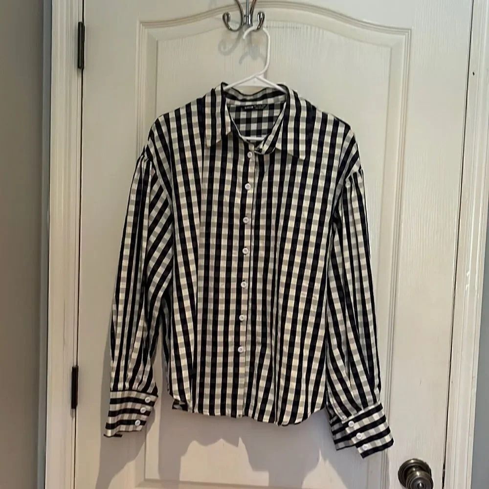 SHEIN precious navy and cream checkered shirt size large